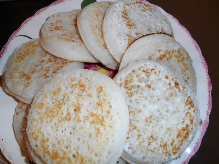 A plate full of crumpets!
