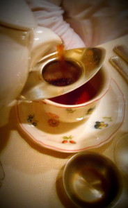 pouring tea strainer